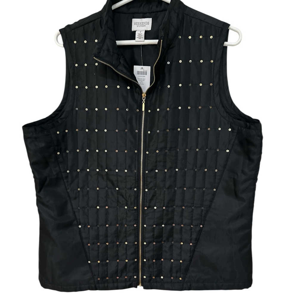 Chicos sequin quilt,  Corina black vest size chicos 1./ small